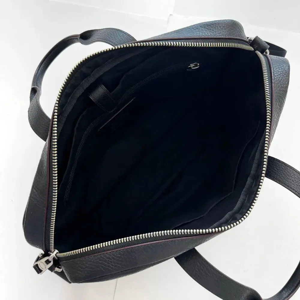 Coach Hamilton Bag Pebbled Leather Briefcase Business Travel Bag F11319 Black